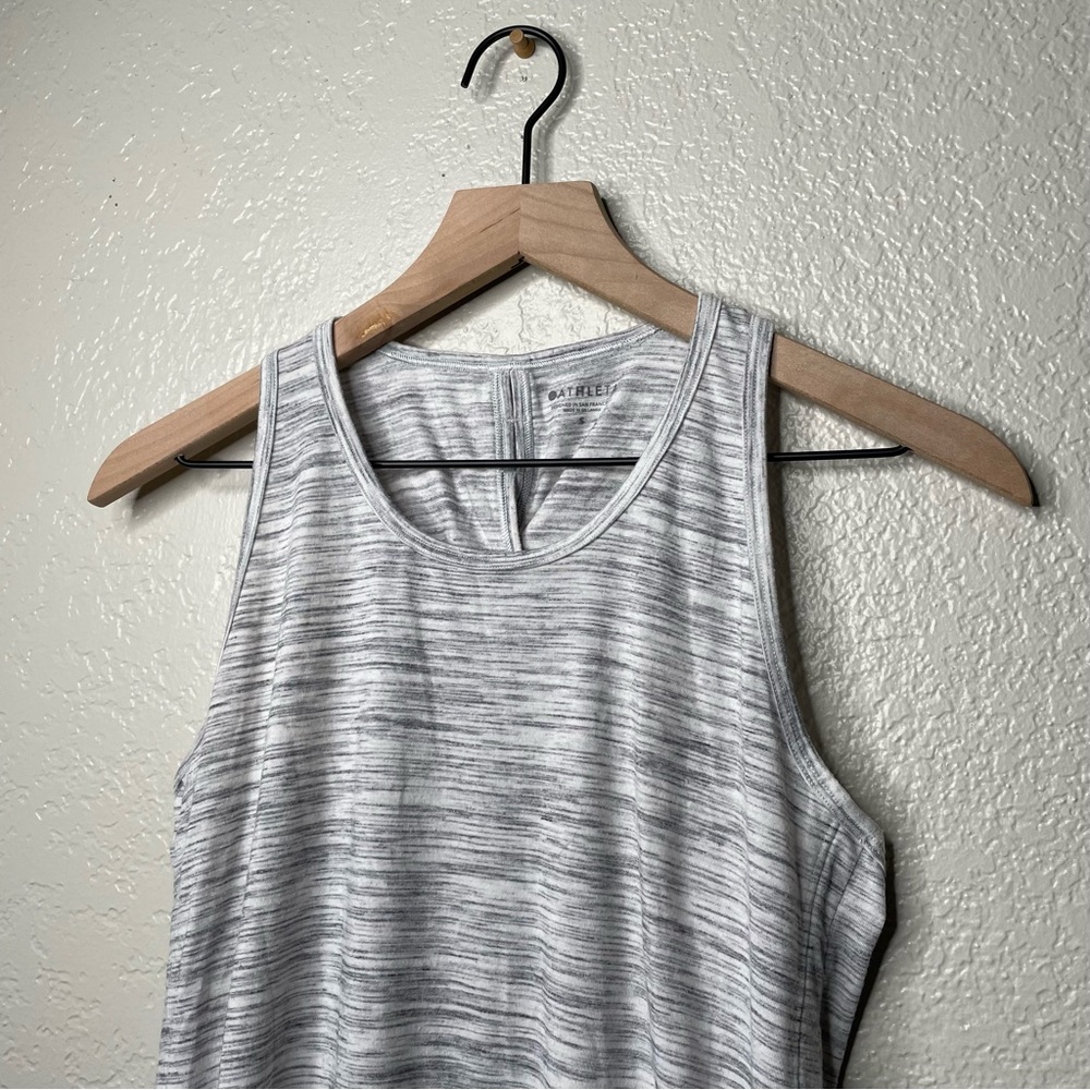 Athleta Essence Spacedye Tie Back Tank Gray Striped Women's Workout Tank Top - Picture 5 of 13